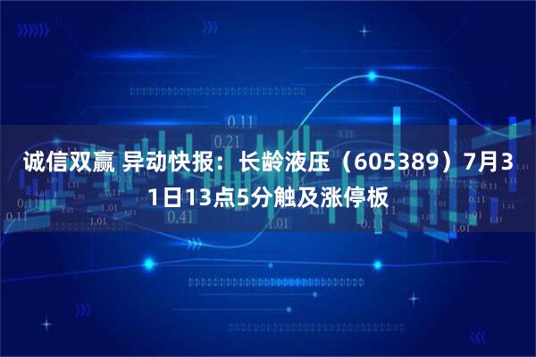 诚信双赢 异动快报：长龄液压（605389）7月31日13点5分触及涨停板