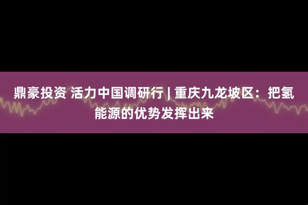 鼎豪投资 活力中国调研行 | 重庆九龙坡区：把氢能源的优势发挥出来